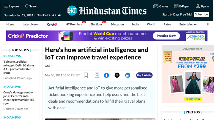 How Artificial Intelligence and IoT can improve travel experience